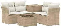 vidaXL Gartensofa Sofa Set 6 stk. Beige und Cremewei&szlig; Polyrattan und Stahl, 6...