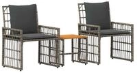 vidaXL Gartenlounge-Set Gartenm&ouml;bel Set 3 stk. Schwarz und Dunkelgrau, (3-tlg)
