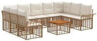 vidaXL Gartenlounge-Set Outdoor-Sofagarnitur 10 stk. Nat&uuml;rlich und Cremwei&szlig;