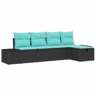 vidaXL Gartenlounge-Set Gartensofa-set 5 stk. Schwarz Poly-Rattan, (5-tlg)