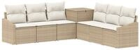 vidaXL Gartensofa Sofa Set 7 stk. Beige und Cremewei&szlig; Polyrattan und Stahl, 7...