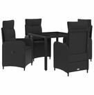 vidaXL Garten-Essgruppe Outdoortisch-Set 5 stk. Schwarz Poly-Rattan, (5-tlg)