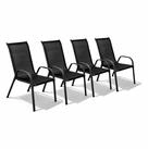Mojawo Armlehnstuhl 4er Outdoorstuhl Gartenstuhl Stapelstuhl Metall Anthrazit...