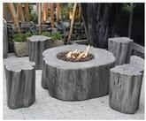 ELEMENTI Feuerstelle "Manchester" Set in Baumstamm-Optik, 105 x 100 x 43 cm (L...