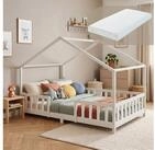 en.casa Kinderbett (Bett und Matratze), &raquo;Treviolo&laquo; mit Matratze Montessori...