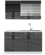 Vicco K&uuml;chenzeile Fame-Line, Anthrazit Hochglanz/Wei&szlig;/Wei&szlig;, 140 cm ohne