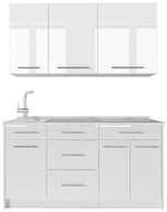Vicco K&uuml;chenzeile Fame-Line, Wei&szlig; Hochglanz/Wei&szlig;, 150 cm, AP Marmor