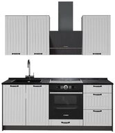 Vicco K&uuml;chenzeile Fame-Line, Wei&szlig; Landhaus/Anthrazit, 190 cm, AP Anthrazit