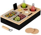 relaxdays Tabletttisch Couchbar mit Zubeh&ouml;r, schwarz