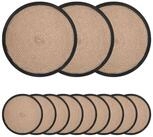 vidaXL Platzset Jute Platzsets 12 stk. Nat&uuml;rlich und Schwarz 100% Tossa Jute,