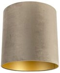 Qazqa Lampenschirm Cilinder velours, QAZQA Lampenschirm, Taupe, Textil, Modern