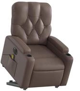vidaXL Massagesessel, Massagesessel mit Aufstehhilfe Elektrisch Braun Kunstleder