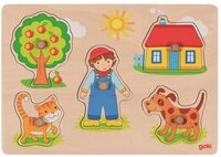 Gollnest & Kiesel Puzzle Goki 57306 - Steckpuzzle Katze, Hund..., 5-teilig,...
