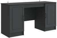 vidaXL Schreibtisch Schreibtisch Schwarz 142,5 x 50 x 75 cm Holzwerkstoff (1-St)