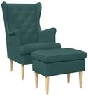 vidaXL Gartenlounge-Set Sessel mit Fu&szlig;hocker 2 stk. Dunkelgr&uuml;n Stoff, (2-tlg)