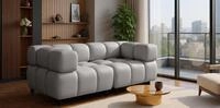 Fun M&ouml;bel 2-Sitzer Designersofa FLOW in Stoff Bluvel, Rundumbezug, mit Hockern...
