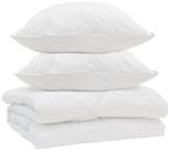 vidaXL Bett Bettdecke mit Kissen 3 stk. Wei&szlig; Mikrofaser (3-tlg)
