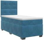 vidaXL Bett Boxspringbett mit Matratze mit Kopfteil Blau 90 x 200 cm Samt...