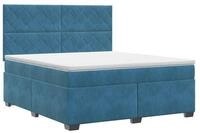 vidaXL Bett Boxspringbett mit Matratze mit Kopfteil Blau 140 x 200 cm Samt...