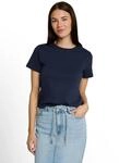 T-Shirt TOM TAILOR "Regular", Damen, Gr. XXL, real navy blau, Single Jersey,