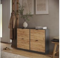 Vicco Schuhkipper Gizmo, Goldkraft Eiche/Anthrazit, 115 x 77.6 cm mit 2x2...