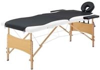 vidaXL Massageliege Massageliege Klappbar 2-Zonen mit Holzgestell Schwarz und...