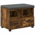 vidaXL Sitzbank 60 x 38 x 46 cm Flurbank mit Kissen Ger&auml;ucherte Eiche 60x38x46...