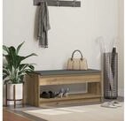 vidaXL Sitzbank, Flurbank mit Kissen mit Regal Artisan-Eiche 103 x 38 x 45 cm