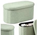 relaxdays Sitztruhe Sitzbank aus Teddystoff (1-St), Salbei