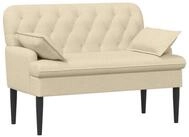 vidaXL Sitzbank Zweisitzer mit Knopfheftung Creme 111 x 68 x 80 cm Stoff (1-St)