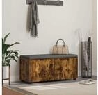 vidaXL Sitzbank, Flurbank mit Kissen mit T&uuml;r Ger&auml;ucherte Eiche 100 x 38 x 46...