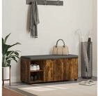 vidaXL Sitzbank, Flurbank mit Kissen Uni Ger&auml;ucherte Eiche 100 x 38 x 46 cm