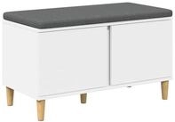 vidaXL Sitzbank 80 x 38 x 46 cm Flurbank mit Kissen mit Speicher mit T&uuml;r Wei&szlig;