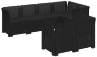 vidaXL Sofaelement 7-Sitzer Gartensofa Rattan-Look PP Anthrazit