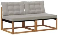 vidaXL Sofaelement 2 stk. Outdoor Mittelsofa Massivholz Natur (2 St)