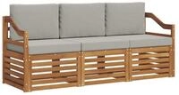 vidaXL Gartenlounge-Set Sofagarnituren 3 stk. Nat&uuml;rlich und Hellgrau...