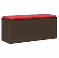 vidaXL Gartenbank Gartenbank mit Kissen Braun 110x40x44 cm Poly Rattan (1-St)