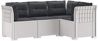 vidaXL Sofaelement 4-Sitzer Gartensofa mit Kissen Rattan-Look PP Wei&szlig;