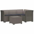 vidaXL Sofaelement 4-Sitzer Garten Sofa mit Kissen Rattan Look PP Hellgrau