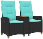 vidaXL Gartenbank 126 x 65 x 112 cm Liegebank mit Tisch Schwarz und T&uuml;rkis