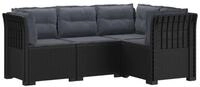 vidaXL Sofaelement 4-Sitzer Gartensofa mit Kissen Rattan-Look PP Anthrazit