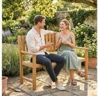 Outsunny Gartenbank Holz Sitzbank mit Lamelldesign Armlehnen, Akazienholz bis...