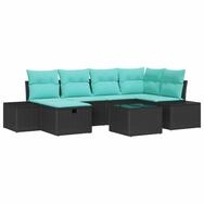 vidaXL Gartenlounge-Set Gartensofa-set 7 stk. Schwarz Poly-Rattan, (7-tlg)