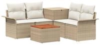 vidaXL Loungesofa Sofa Set 6 stk. 4-Sitzanzahl Beige und Cremewei&szlig;, 6 Teile
