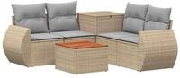 vidaXL Gartensofa Sofa Set 6 stk. Beige und Hellgrau Polyrattan und Stahl, 6...