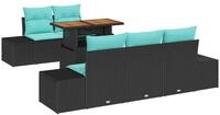 vidaXL Loungesofa Garten Essgruppe 6 stk. 5-Sitzanzahl Schwarz und Teal, 6 Teile