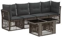 vidaXL Gartensofa Gartensofa-set 5 stk. Grau Poly-Rattan, 5 Teile
