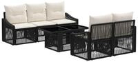 vidaXL Gartensofa Gartensofa-set 6 stk. Schwarz und Cremewei&szlig; Poly-Rattan, 6...