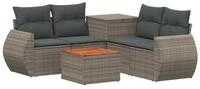 vidaXL Gartensofa Sofa Set 6 stk. Grau und Dunkelgrau Polyrattan und Stahl, 6...
