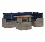 vidaXL Loungesofa Gartensofa-set 6 stk. 5-Sitzanzahl Grau und Marineblau, 6...